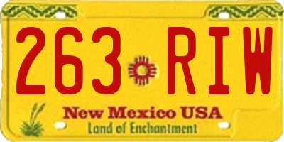 NM license plate 263RIW