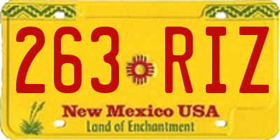 NM license plate 263RIZ