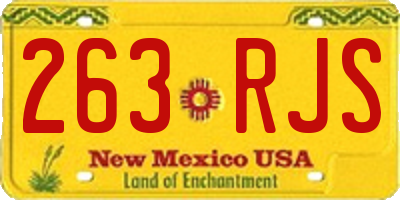 NM license plate 263RJS