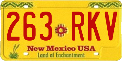 NM license plate 263RKV