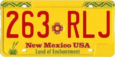 NM license plate 263RLJ