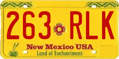 NM license plate 263RLK