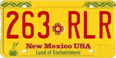 NM license plate 263RLR