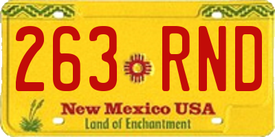 NM license plate 263RND