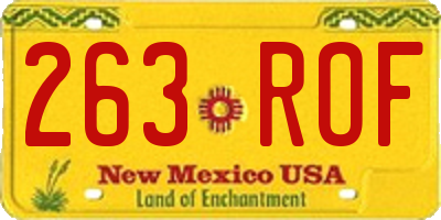NM license plate 263ROF