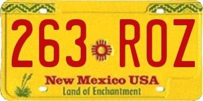 NM license plate 263ROZ