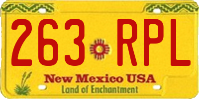 NM license plate 263RPL