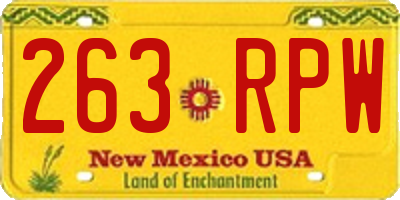 NM license plate 263RPW