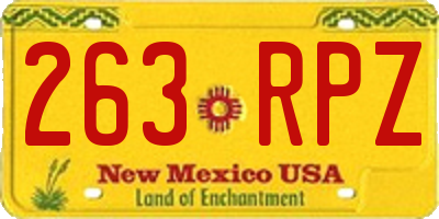 NM license plate 263RPZ