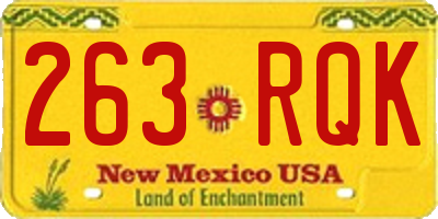 NM license plate 263RQK
