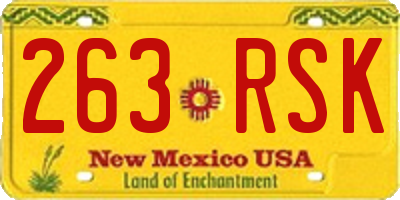 NM license plate 263RSK