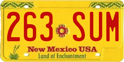 NM license plate 263SUM