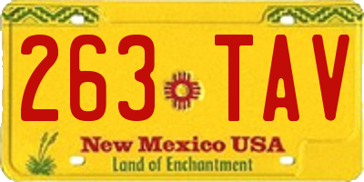 NM license plate 263TAV