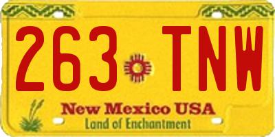 NM license plate 263TNW