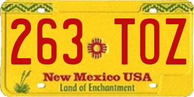 NM license plate 263TOZ