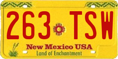 NM license plate 263TSW