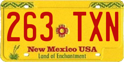 NM license plate 263TXN