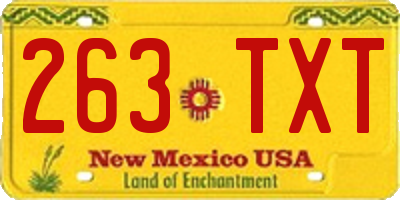 NM license plate 263TXT