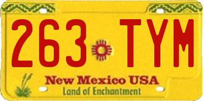 NM license plate 263TYM