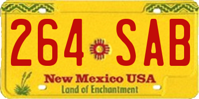 NM license plate 264SAB