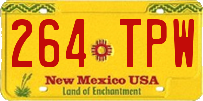 NM license plate 264TPW