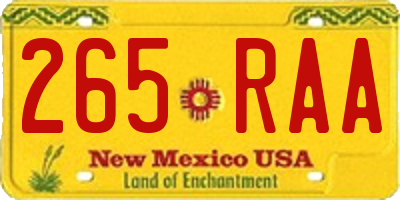 NM license plate 265RAA