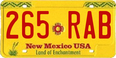 NM license plate 265RAB