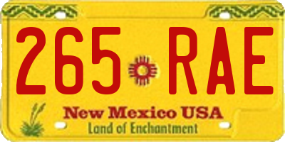 NM license plate 265RAE