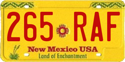 NM license plate 265RAF