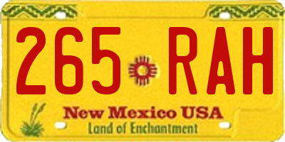 NM license plate 265RAH