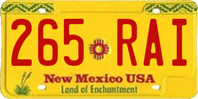 NM license plate 265RAI