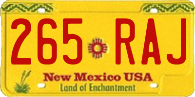 NM license plate 265RAJ