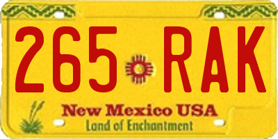 NM license plate 265RAK