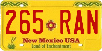 NM license plate 265RAN