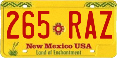 NM license plate 265RAZ
