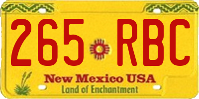 NM license plate 265RBC