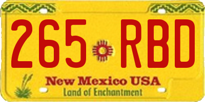 NM license plate 265RBD