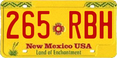 NM license plate 265RBH