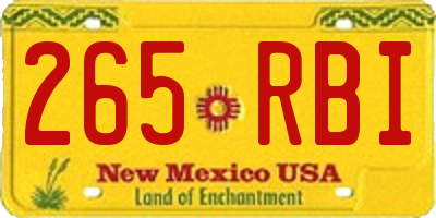 NM license plate 265RBI