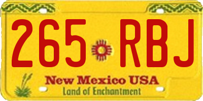 NM license plate 265RBJ