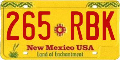NM license plate 265RBK