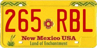 NM license plate 265RBL