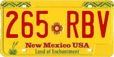 NM license plate 265RBV