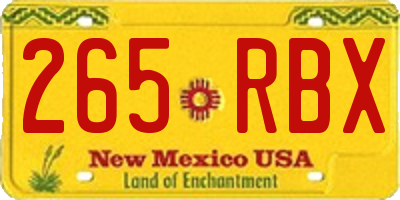 NM license plate 265RBX