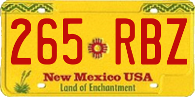 NM license plate 265RBZ