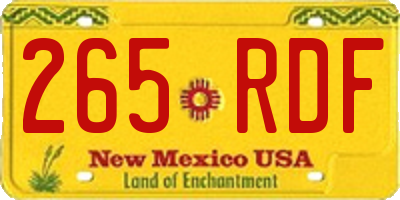 NM license plate 265RDF