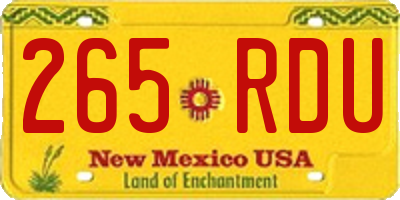 NM license plate 265RDU