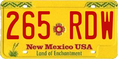 NM license plate 265RDW