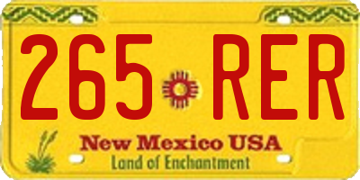 NM license plate 265RER