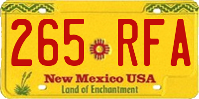 NM license plate 265RFA